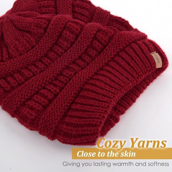 Women\'s Fleece Lined Knit Beanie Hat Slouchy Warm Winter Skull Cap main image 5